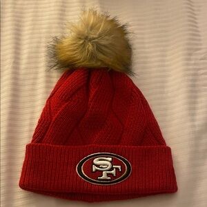 NFL San Francisco 49ers women’s Red Beanie with Pom-Pom